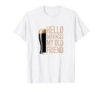 Hola Oscuridad, mi Viejo Amigo, Stout Beer Lover Camiseta gráfica económica, Hombre, Blanco, L