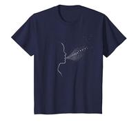 Hola Oscuridad Sonido del Silencio Susurro Arte Música Amantes Camiseta, Niños, Azul Marino, 12 años