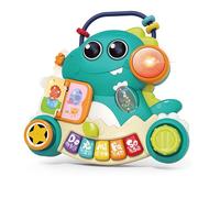 Hola - Piano Musical Dinosaurio para Bebes - Con Luces y 50 Melodías Reales Diferentes - Juego Interactivo Órgano Infantil 2 en 1 con Actividades - Juguete Sensorial y Educativo - Regalo Bebe +6 Meses