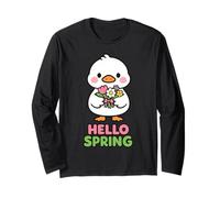 Hola Primavera Pato Kawaii Ramo De Flores Lindo Pastel De Manga Larga