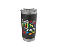 Hola Primer Grado 100 Días De Escuela Maestro Constructor Niños Vaso térmico de acero inoxidable de doble pared