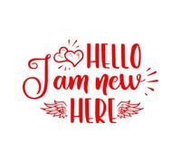 Hola soy nuevo aquí Citas inspiradoras Pegatinas de pared 45x73.1cm Varios tamaños Rojo