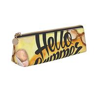 Hola Summer Print - Estuche triangular de piel para lápices, bolsa de papelería escolar, estuche para lápices para adolescentes