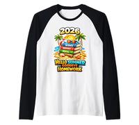Hola Verano Adiós Tarea 2026 Último día de Clases Camiseta Manga Raglan