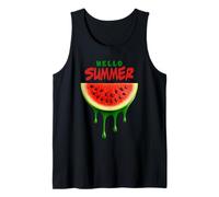 Hola Verano Goteando Sandía Lindo Amante de la Fruta Tropical Camiseta sin Mangas