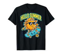 Hola Verano Sol Skateboard Playa Vacaciones Surf Divertido Camiseta