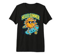 Hola Verano Sol Skateboard Playa Vacaciones Surf Divertido Camiseta Premium