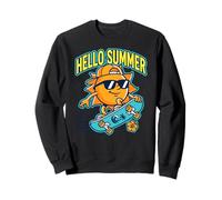 Hola Verano Sol Skateboard Playa Vacaciones Surf Divertido Sudadera