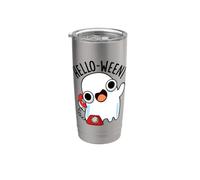 Hola-ween Funny Ghost Pun Vaso térmico de acero inoxidable de doble pared