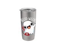 Hola-ween Funny Ghost Pun Vaso térmico de acero inoxidable de doble pared