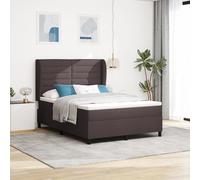 Holamys Cama con colchón, 140 x 190 cm, tela marrón oscuro, núcleo de muelle, para dormitorio, recreación, diseño moderno