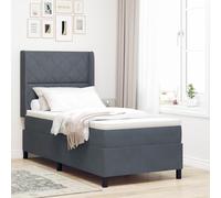Holamys cama de muelle con colchón, 90 x 200 cm, terciopelo gris oscuro, colchón de muelles de bolsillo, funda suave, para dormitorio