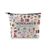 Holanda Holanda Holanda Regalo de Recuerdo holandés Bachelorette Gift Netherlands is Calling I Must Go Bolsa de Maquillaje de Viaje, Must Go Netherlands Bag EU, Bolsa de cosméticos con
