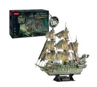 Puzzle 3D LED Barco Pirata Holandés Errante | Maquetas para Construir Adultos Y Niños | Puzzle 3D Niños y Audltos | Maqueta Barco Puzzles 3D | Maquetas para Montar | 360 Piezas
