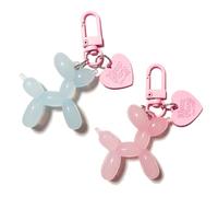 HOLAOCT Lindo llavero de perro de globo de gelatina para mujer, llavero Kawaii para niñas, llaveros estéticos, accesorios para llaves de coche, Azul y Rosa, Estandar