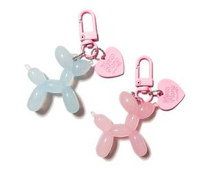 HOLAOCT Lindo llavero de perro de globo de gelatina para mujer, llavero Kawaii para niñas, llaveros estéticos, accesorios para llaves de coche, Azul y Rosa, Estandar