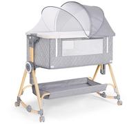 HOLAVIDA 5 en 1 Cuna Colecho, Moises para Bebe, Ajustables Colecho Bebe Cuna con Cambiador, Cesta de Almacenamiento, Mosquitera, Colchón, Portable Crib Mecedora para Recién Nacidos