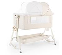 HOLAVIDA 5 en 1 Cuna Colecho, Moises para Bebe, Ajustables Colecho Bebe Cuna con Cambiador, Cesta de Almacenamiento, Mosquitera, Colchón, Portable Crib Mecedora para Recién Nacidos