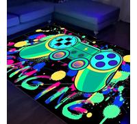 HOLAVIDA Alfombra de Juego 3D, Neón Controlador Reactivo Luz Negra, Luminosa Antideslizante, Brilla Oscuridad, Decoración Niños, 180x120cm