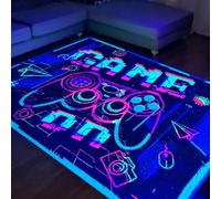 HOLAVIDA Alfombra Juego Juegos de Neón, 3D Controlador Reactivo Luz Negra, Luminosa Antideslizante, Brilla Oscuridad, Decoración Niños, 180x120cm