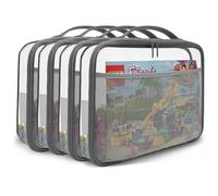 holay Pack de 4 PVC con cremallera Blocks Conjunto, Juguete, Arcilla, Juego de mesa Almacenamiento Organizador Estuche bolsa(Etiqueta de nombre, Bolsillo para manual) (Gris, Grande)