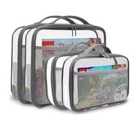 holay Pack de 4 PVC con cremallera Blocks Conjunto, Juguete, Arcilla, Juego de mesa Almacenamiento Organizador Estuche bolsa(Etiqueta de nombre, Bolsillo para manual) (Gris, Pequeño,Grande)