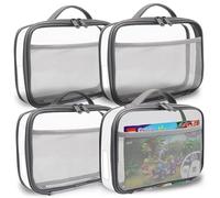 holay Pack de 4 PVC con cremallera Blocks Conjunto, Juguete, Arcilla, Juego de mesa Almacenamiento Organizador Estuche Bolsa(Etiqueta de nombre, Bolsillo para manual) (Gris, Pequeño)