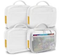 holay Pack de 4 PVC con cremallera Blocks Conjunto, Juguete, Arcilla, Juego de mesa Almacenamiento Organizador Estuche Bolsa(Etiqueta de nombre, Bolsillo para manual) (Blanco, Pequeño)