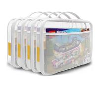 holay Pack de 4 PVC con cremallera Blocks Conjunto, Juguete, Arcilla, Juego de mesa Almacenamiento Organizador Estuche Bolsa(Etiqueta de nombre, Bolsillo para manual) (Blanco, Grande)