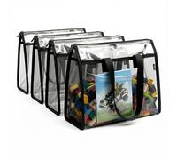holay Pack de 4 PVC con cremallera Blocks Conjunto, Juguete, Arcilla, Juego de mesa Almacenamiento Organizador Estuche Bolsa(Etiqueta de nombre, Bolsillo para manual) (Negro, Extra Grande)