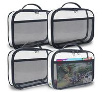 holay Pack de 4 PVC con cremallera Blocks Conjunto, Juguete, Arcilla, Juego de mesa Almacenamiento Organizador Estuche bolsa(Etiqueta de nombre, Bolsillo para manual) (Negro, Pequeño)