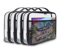 holay Pack de 4 PVC con cremallera Blocks Conjunto, Juguete, Arcilla, Juego de mesa Almacenamiento Organizador Estuche bolsa(Etiqueta de nombre, Bolsillo para manual) (Negro, Grande)