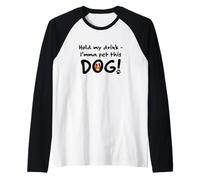 Hold My Drink I'mma Pet This Dog Funny Cute Sheltie Camiseta Manga Raglan