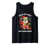 Hold My Milk One More Game Funny Santa Gamer Christmas Camiseta sin Mangas