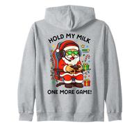 Hold My Milk One More Game Funny Santa Gamer Christmas Sudadera con Capucha