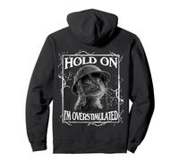 Hold on I'm Overstimulated Funny Cat Dramatic Lightning Band Sudadera con Capucha