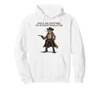 Hold On Partner I'm Overstimulated Cowboy Frog Vintage Sudadera con Capucha
