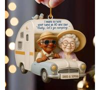 Hold Your Hand at 80 Baby Let's Go Camping, adornos acrílicos personalizados para parejas, adorno personalizado en forma de camión de campamento, regalos vintage para parejas de ancianos para abuelos