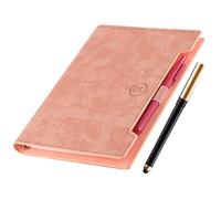 Holderzwu Cuaderno clásico de cuero, cuaderno recargable con páginas a rayas, cuaderno de negocios A5 con bolsillos/soporte para bolígrafos/bolígrafos, papel forrado de 100 g/m², 160 páginas (rosa)