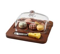 Holdes Bandeja Para Mantequilla | Bandeja De Vidrio Con Tapa - Almacenamiento De Mantequilla Con Cortador,para Encimera de Cocina Mesa de Comedor Desayuno Exterior Picnic Cafetería Panadería