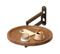 Holdes Bandeja plegable de montaje en pared, escritorio extensible en la pared, escritorio redondo, para apartamento, dormitorio, cocina, baño, balcón, bebidas, smartphones, diseño que ahorra espacio