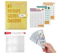 Holdes Carpeta de ahorro de dinero, carpeta de desafíos de larga duración para todas las edades, sobres de efectivo y gastos, planificador de presupuesto portátil para