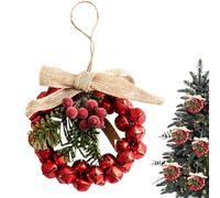Holdes Corona de Navidad con campanas - Plantas verdes artificiales decorativas con lazos de piña, corona fija realista, para puerta, pared, chimenea, cocina, hogar, granja, exterior, ventana