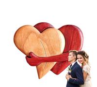 Holdes Decoración de corazón de madera | Adornos de madera con forma de corazón - Esculturas de rompecabezas de corazón, adorno de escritorio, decoración de mesa del hogar, fichas de madera para