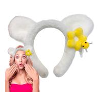 Holdes Diadema de felpa: diademas de felpa vintage con orejas de oso dulces, accesorios antideslizantes para limpieza facial, yoga, pilates, entrenamiento, spa, peinados diarios