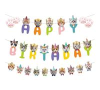 Holdes Guirnalda de gatos, decoración de gatos, kit de pancarta feliz para niños para celebraciones alegres, telón de fondo de fotos con temática de gato para decoración