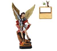 Holdes Michael derrotó a Satanás Estatua | Figura de color Arcángel Miguel | San Arcángel Miguel derrotó al dragón, la escultura de ángel de batalla para la iglesia