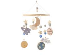 Holdes Mobile Para Cuna De Bebé | Decoración De Madera Para Habitación De Bebé,Móvil Musical Giratoria De 360 Grados Con Patrón Planeta Y Cohete Para Viajes Y Ropa De Noche