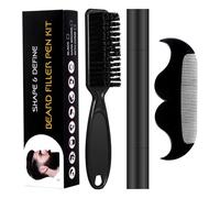 Holdes Pluma de barba resistente al sudor, incluye peine de cepillo, maquillaje natural, sin costuras, lápiz para rellenar barba de dos extremos, para barbas de hombres, cejas, bigote