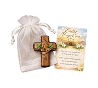 Holding Cross - Fidget católico de madera | Cruz de bolsillo con tarjeta y bolsa, para devoción diaria, ceremonia religiosa, oración, rincón, meditación personal, hogar, iglesia, hombres y mujeres